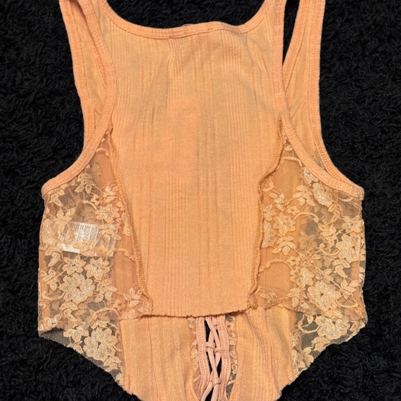NWT URBAN OUTFITTERS orange/peach lace up stretchy tank top - Picture 5 of 5